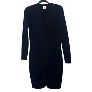Cabi Navy Blue Ribbed Knit Long Button Front Cardigan Sweater Size‎ M